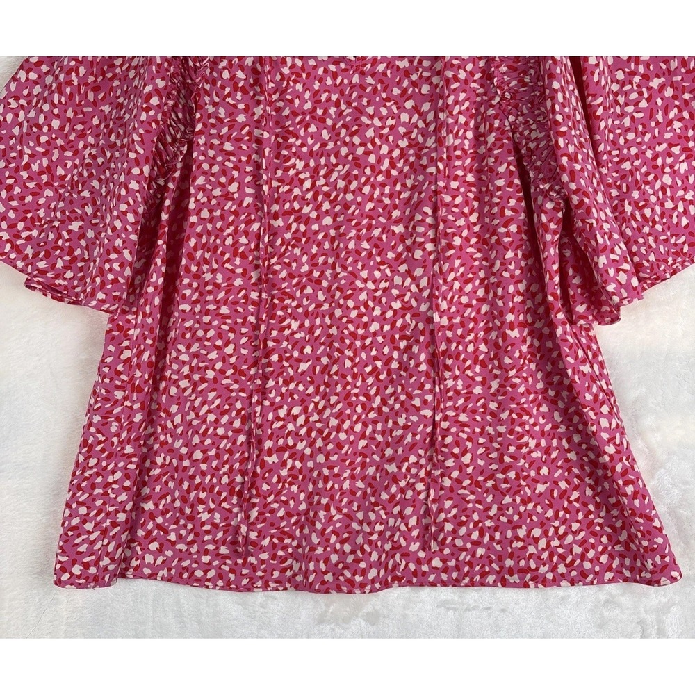 Jodifl Medium Vibrant Floral Pink/White Flutter‎ Sleeve Top V Neck Spring Summer - Picture 4 of 11